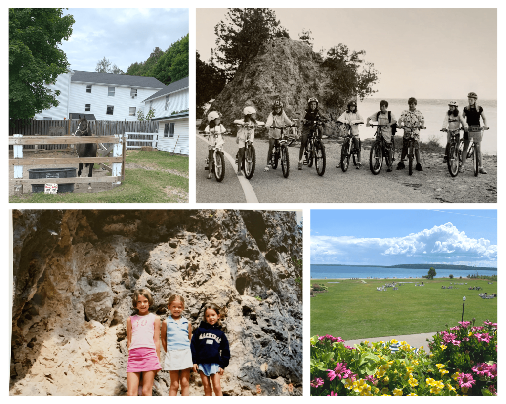 Past and present photos of Mackinac Island, Michigan.